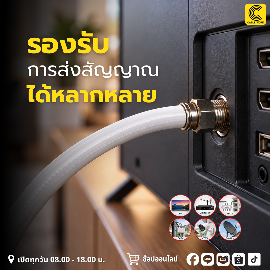 Apollo สายนำสัญญาณ RG6 ชิลด์ 60% สีขาว 100M